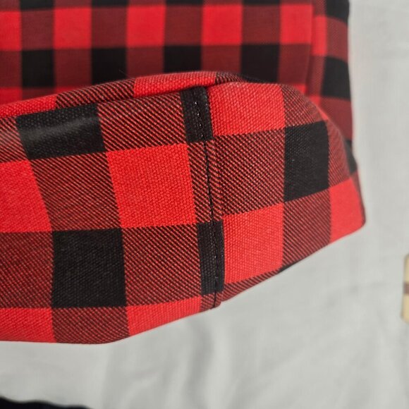 Farmhouse Is My Style Red & Black Buffalo Check Canvas Tote Bag Double Handles - Picture 2 of 11